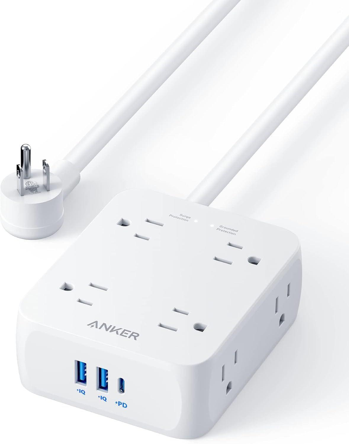 Anker  341 USB Power Strip 5Ft. - White - Excellent