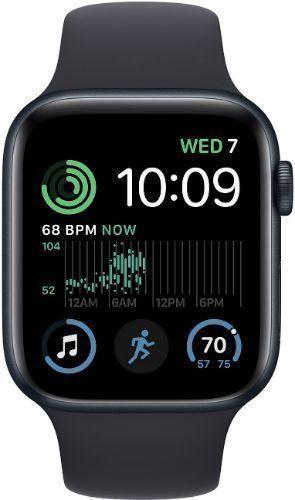 Apple  Watch SE (2022) - 32GB - Midnight-Aluminum-Sport Band-Midnight - Cellular + GPS - 44mm - Midnight - Aluminum - Midnight - Sport Band - Medium/Large Size - Rubber - Good