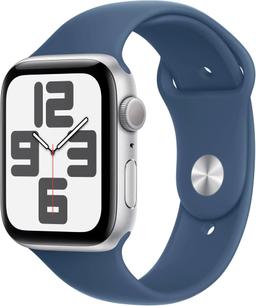Apple Watch SE 2nd Gen (2022) (Cellular + GPS) - 32GB - 40mm - Silver Aluminum Case with Denim Rubber Sport Band - Small/Medium Size