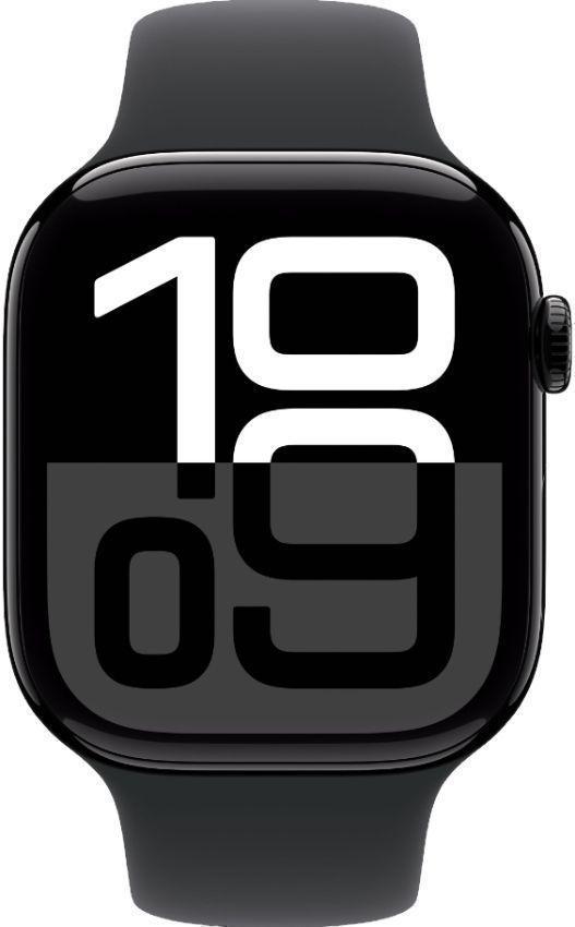 Apple  Watch Series 10 - 64GB - GPS - 42mm - Jet Black - Aluminum - Black - Sport Band - One Size - Rubber - Acceptable