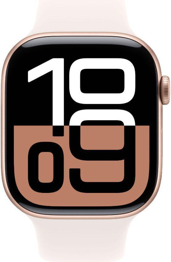 Apple  Watch Series 10 - 64GB - Rose Gold-Aluminum-Sport Band-Light Blush - GPS - 42mm - Rose Gold - Aluminum - Light Blush - Sport Band - S/M Size - Rubber - Excellent