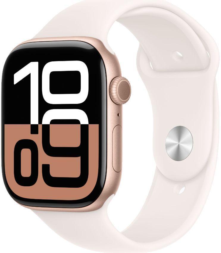 Apple Watch Series 10 (Cellular + GPS) - 64GB - 42mm - Rose Gold Aluminum Case with Light Blush Rubber Sport Band - One Size