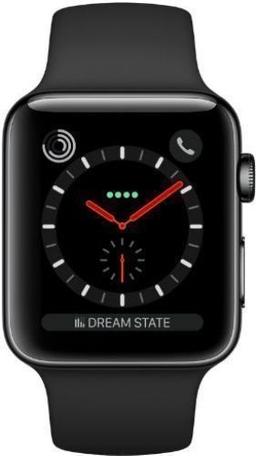Apple Watch Series 3 (Cellular + GPS) - 16GB - 42mm - Space Black Stainless Steel Case with Black Rubber Sport Band
