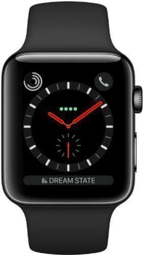 Apple Watch Series 3 (Cellular + GPS) - 16GB - 42mm - Space Black Stainless Steel Case with Black Rubber Sport Band