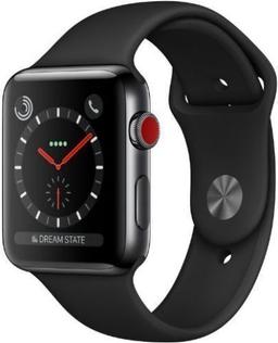 Apple Watch Series 3 (Cellular + GPS) - 16GB - 42mm - Space Black Stainless Steel Case with Black Rubber Sport Band