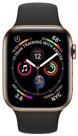 Apple Watch Series 4 (Cellular + GPS) - 16GB - 44mm - Gold Aluminum Case with Black Rubber Sport Band