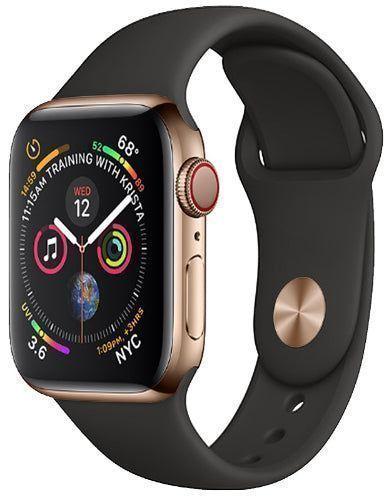 Apple Watch Series 4 (Cellular + GPS) - 16GB - 44mm - Gold Aluminum Case with Black Rubber Sport Band