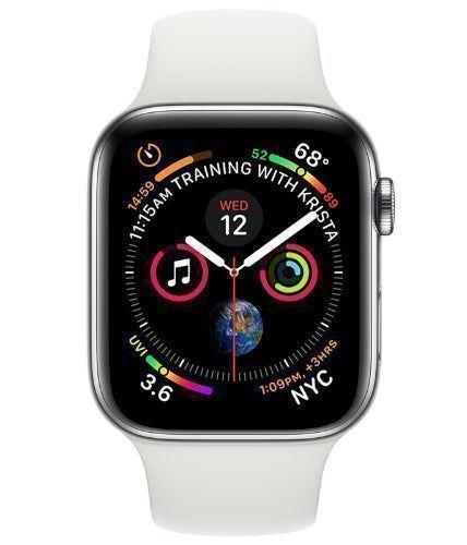 Apple Watch Series 4 (Cellular + GPS) - 16GB - 40mm - Silver Stainless Steel Case with White Rubber Sport Band
