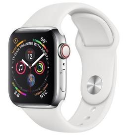 Apple Watch Series 4 (Cellular + GPS) - 16GB - 40mm - Silver Stainless Steel Case with White Rubber Sport Band