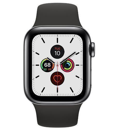 Apple Watch Series 5 (Cellular + GPS) - 32GB - 44mm - Space Black Stainless Steel Case with Black Rubber Sport Band
