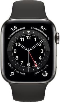 Apple Watch Series 6 (Cellular + GPS) - 32GB - 44mm - Graphite Stainless Steel Case with Black Rubber Sport Band