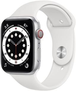 Apple Watch Series 6 (Cellular + GPS) - 32GB - 40mm - Silver Aluminum Case with White Rubber Sport Band