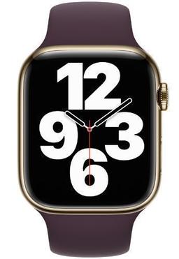 Apple Watch Series 7 (Cellular + GPS) - 32GB - 41mm - Gold Stainless Steel Case with Dark Cherry Rubber Sport Band