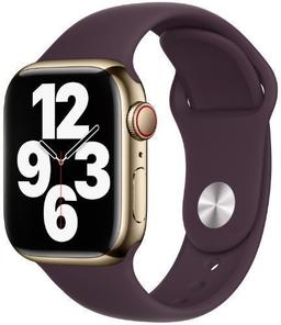 Apple Watch Series 7 (Cellular + GPS) - 32GB - 41mm - Gold Stainless Steel Case with Dark Cherry Rubber Sport Band