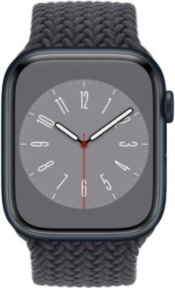 Apple Watch Series 8 (Cellular + GPS) - 32GB - 45mm - Midnight Aluminum Case with Midnight Rubber Braided Solo Loop Band
