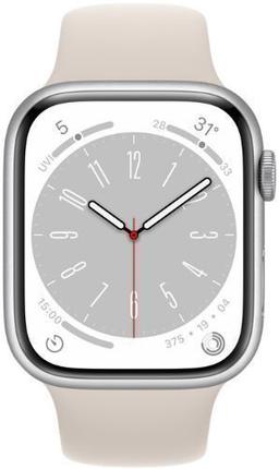Apple Watch Series 8 (Cellular + GPS) - 32GB - 41mm - Silver Aluminum Case with Starlight Rubber Sport Band