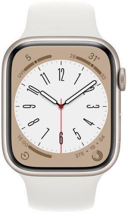 Apple Watch Series 8 (Cellular + GPS) - 32GB - 41mm - Starlight Aluminum Case with White Rubber Sport Band