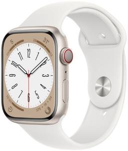 Apple Watch Series 8 (Cellular + GPS) - 32GB - 41mm - Starlight Aluminum Case with White Rubber Sport Band