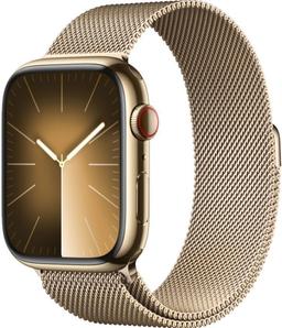 Apple Watch Series 9 (Cellular + GPS) - 64GB - 45mm - Gold Stainless Steel Case with Gold Stainless Steel Milanese Loop Band - One Size