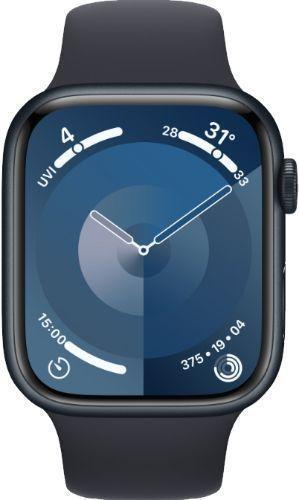 Apple  Watch Series 9 - 64GB - Midnight-Aluminum-Sport Band-Midnight - Cellular + GPS - 45mm - Midnight - Aluminum - Midnight - Sport Band - One Size - Rubber - Acceptable