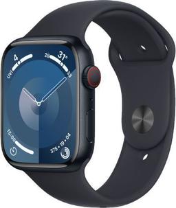 Apple Watch Series 9 (Cellular + GPS) - 64GB - 45mm - Midnight Aluminum Case with Midnight Rubber Sport Band - Medium/Large Size