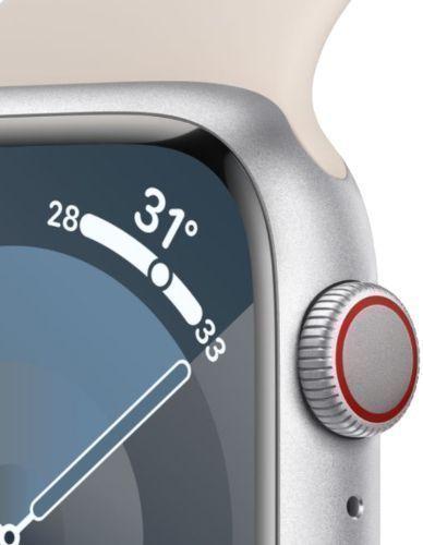 Apple Watch Series 9 (GPS) - 64GB - 45mm - Silver Aluminum Case with Starlight Rubber Sport Band - Medium/Large Size