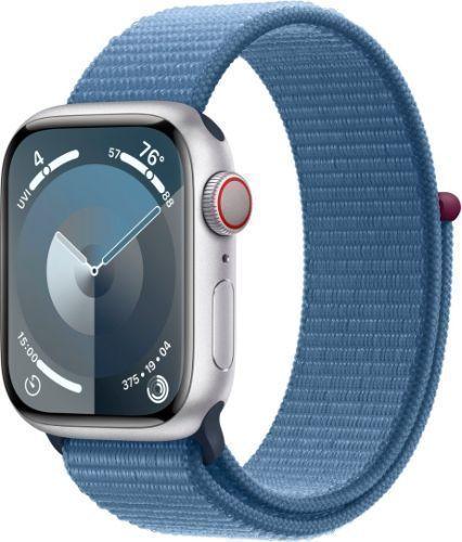 Apple Watch Series 9 (GPS) - 64GB - 41mm - Silver Aluminum Case with Winter Blue Textile Sport Loop - One Size