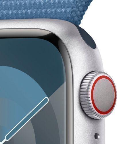 Apple Watch Series 9 (GPS) - 64GB - 41mm - Silver Aluminum Case with Winter Blue Textile Sport Loop - One Size
