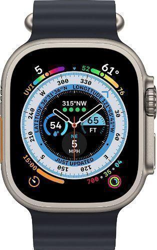 Apple Watch Ultra (Cellular + GPS) - 32GB - 49mm - Titanium Titanium Case with Midnight Rubber Ocean Band - One Size