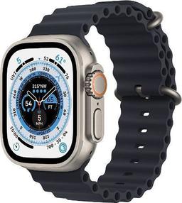 Apple Watch Ultra (Cellular + GPS) - 32GB - 49mm - Titanium Titanium Case with Midnight Rubber Ocean Band - One Size