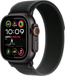 Apple Watch Ultra 2 (Cellular + GPS) - 64GB - 49mm - Black Titanium Case with Black Textile Trail Loop Band - S/M Size