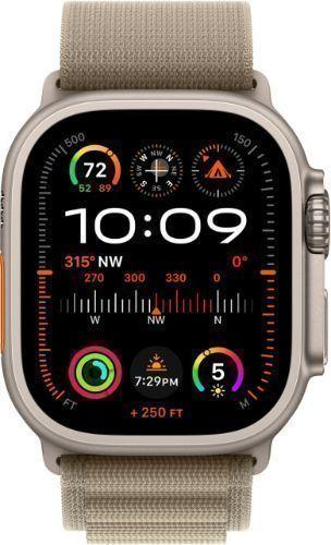 Apple Watch Ultra 2 (Cellular + GPS) - 64GB - 49mm - Titanium Titanium Case with Olive Textile Alpine Loop Band - One Size