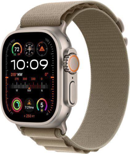 Apple Watch Ultra 2 (Cellular + GPS) - 64GB - 49mm - Titanium Titanium Case with Olive Textile Alpine Loop Band - One Size