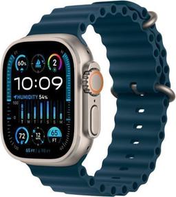 Apple Watch Ultra 2 (Cellular + GPS) - 64GB - 49mm - Titanium Titanium Case with Blue Textile Ocean Band - One Size
