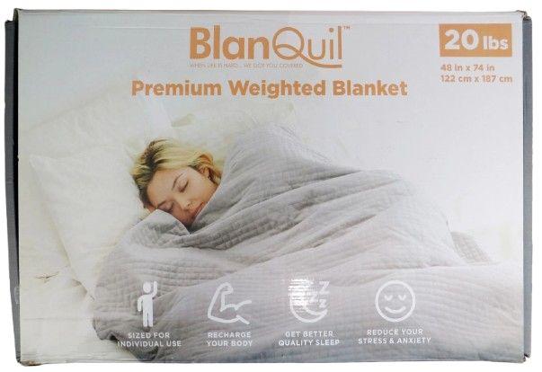 BlanQuil  Premium 20lbs Weighted Blanket 48 x 74" - Grey - Over Stock