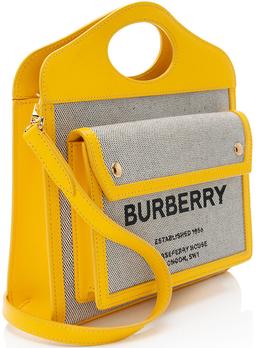 Burberry Canvas Horseferry Mini Pocket Tote - Canvas - Beige/Yellow