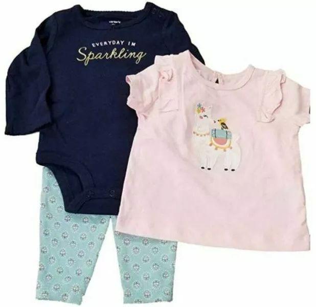 Carter's  3 Piece Playwear Set Pink Llama 9m - Pink Llama - Over Stock