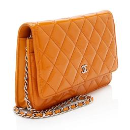 Chanel Patent Leather Classic Wallet on Chain - Leather - Orange