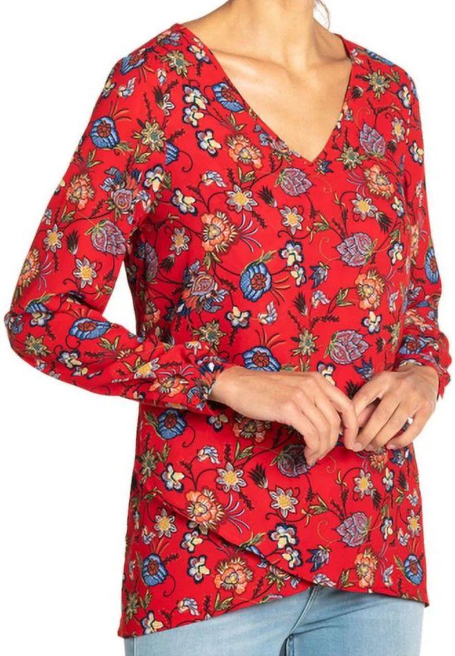 Chelsea & Theodore  Women's Crossover Woven Top L - Red Floral - Brand New