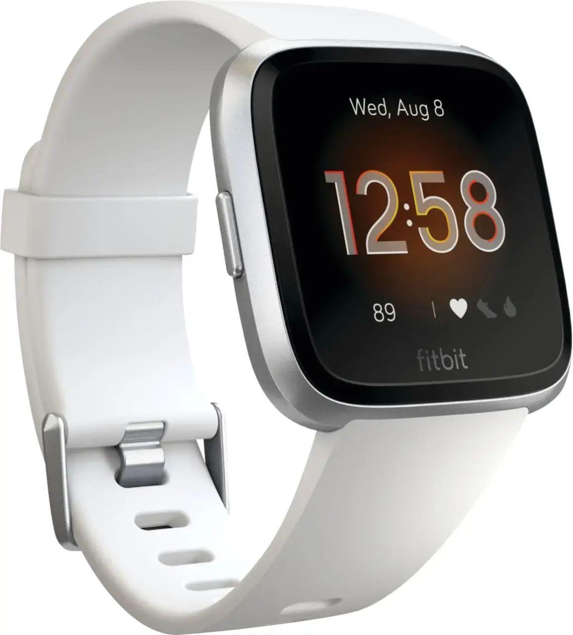 Fitbit  Versa Lite Edition Smartwatch - Silver-Aluminum-Sport Band-White - Silver - Aluminum - White - Sport Band - Silicone - Excellent
