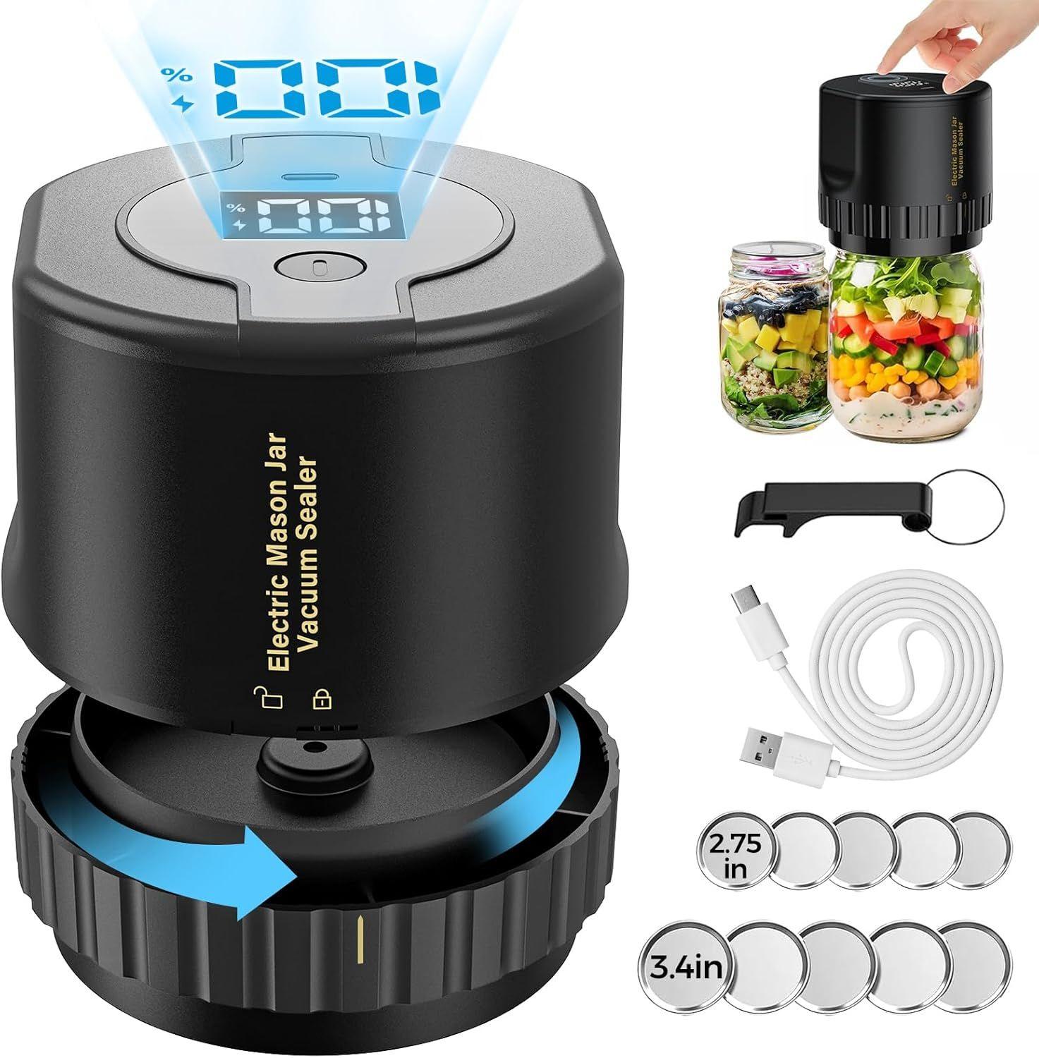 Fodmor  Mason Jar Electric Vacuum Sealer - Black - Excellent