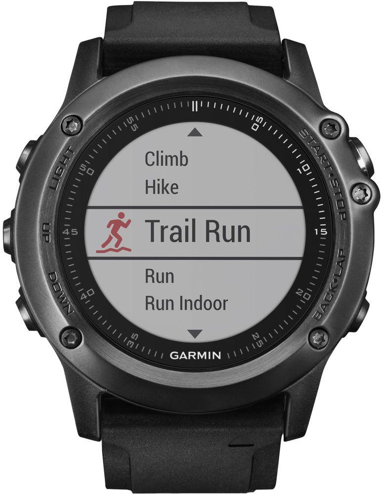 Garmin  Fenix 3 HR GPS Smartwatch - 32MB - 30.4mm - Slate Gray - Fiber-reinforced Polymer - Black - Silicone Band - Silicone - Excellent