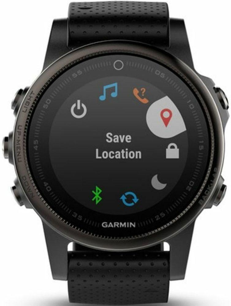 Garmin  Fenix 5S GPS Smartwatch - 37MB - 42mm - Black - Sapphire Edition (Polymer) - Black - Silicone Band - Silicone - Acceptable
