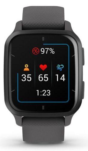 Garmin  Venu Sq 2 Smartwatch - Slate - Fiber-reinforced polymer - Shadow Gray - Silicone Band - Silicone - Premium