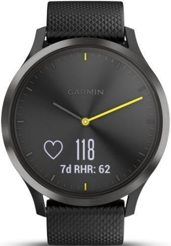 Garmin  Vivomove HR Smartwatch - 43mm - Slate/Black - Sport Edition (Fiber-reinforced Polymer) - Black - Silicone Band - One-Size - Silicone - Premium