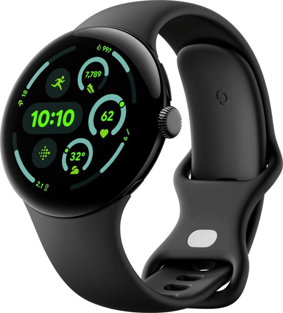 Google Pixel Watch 3 (Bluetooth + LTE) - 32GB - 45mm - Matte Black 100% Recycled Aluminum Case with Obsidian Fluoroelastomer Active Band