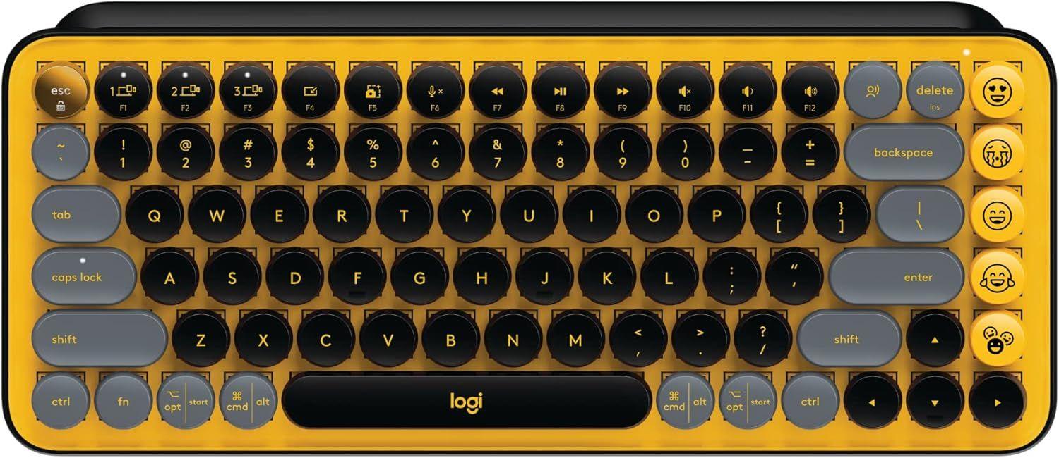 Logitech   POP Keys Mechanical Wireless Keyboard - Blast Yellow - Excellent