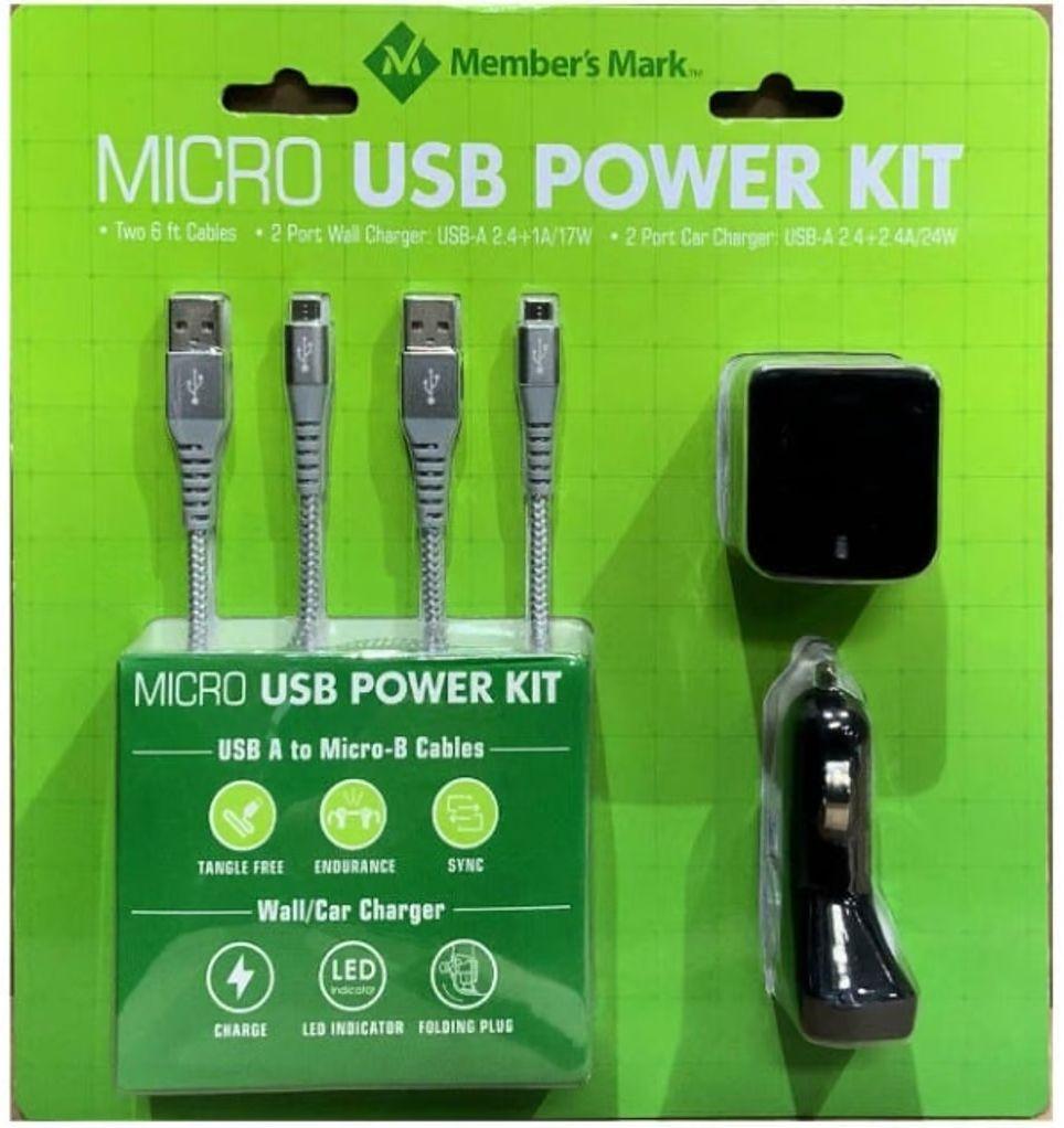 Member's Mark  Micro USB Power Kit - Grey - Excellent