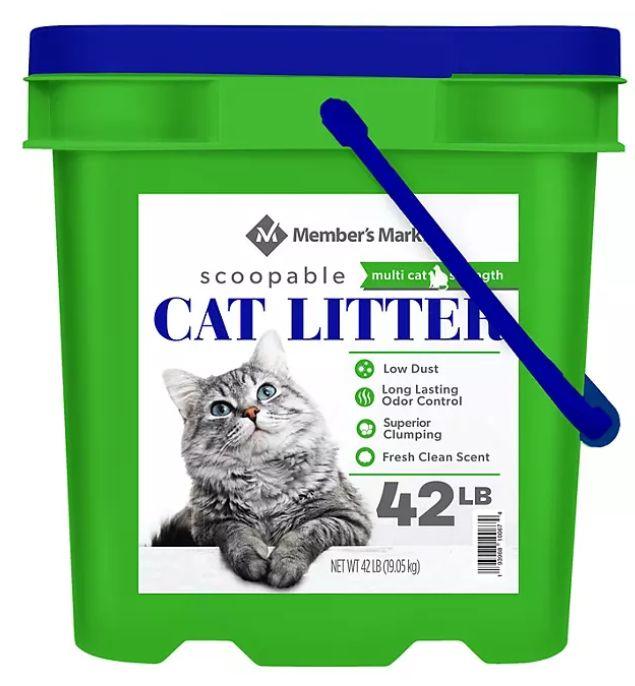 Member's Mark  Scoopable Clumping Cat Litter 42lb - Green - Brand New