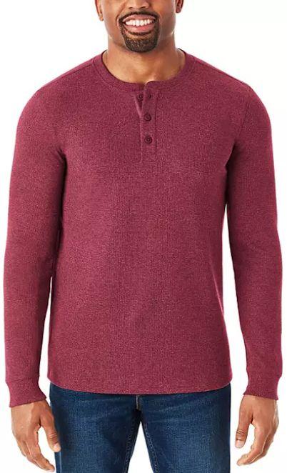 Member's Mark  Thermal Henley - Port Heather - M - Brand New